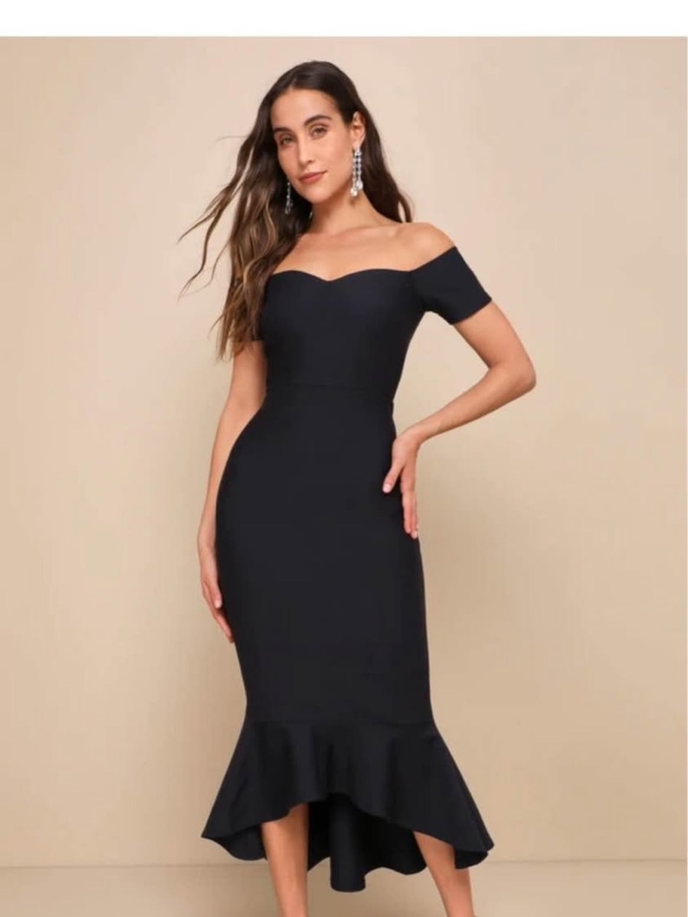 Lulu's Dark Blue One-Shoulder Mermaid Hem Dress